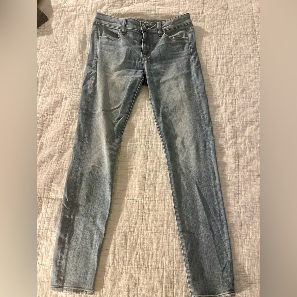 American Eagle Outfitters Blue Skinny Jeans (10 Tall)